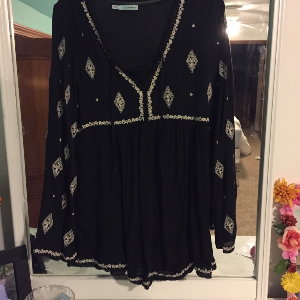 Black tie up blouse